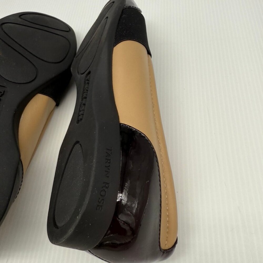 Taryn Rose Traveler Taurus Tan & Black Patent Leather Flat Slip On Loafers 7M - Picture 9 of 9